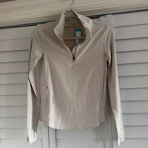 NWT RHONE Women's Light Beige Quarter-Zip Pullover